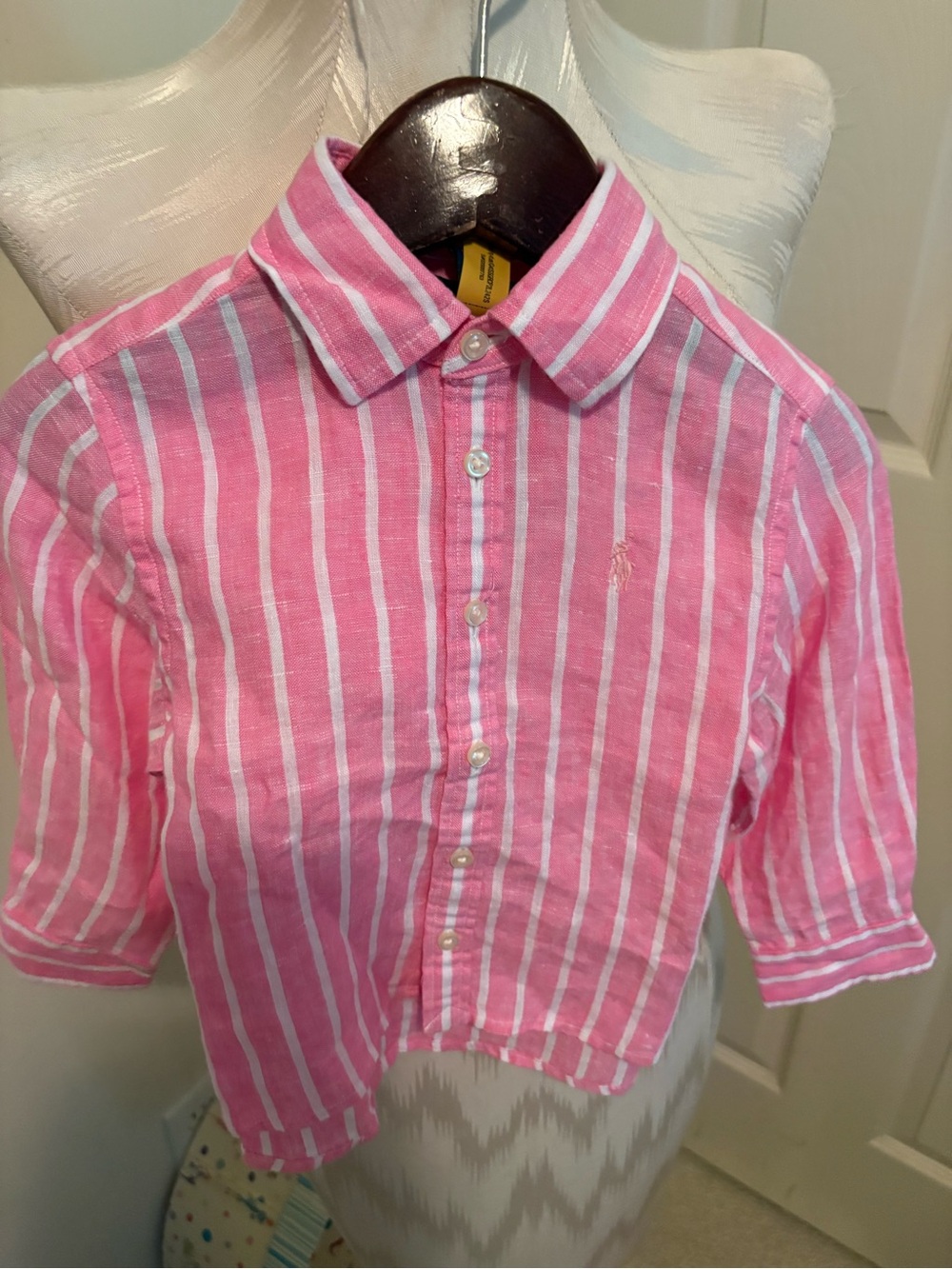 Polo Ralph Lauren Pink & White Striped Button-Down Shirt size 2 $65 NWT